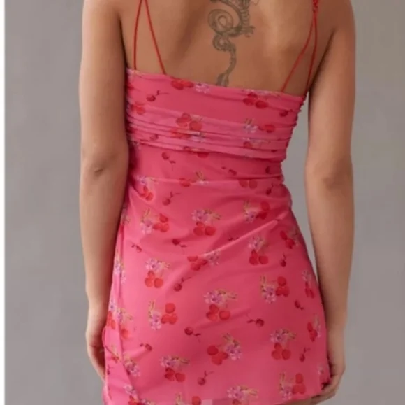Urban Outfitters lace-up mini dress NWT Pink - Picture 3 of 3
